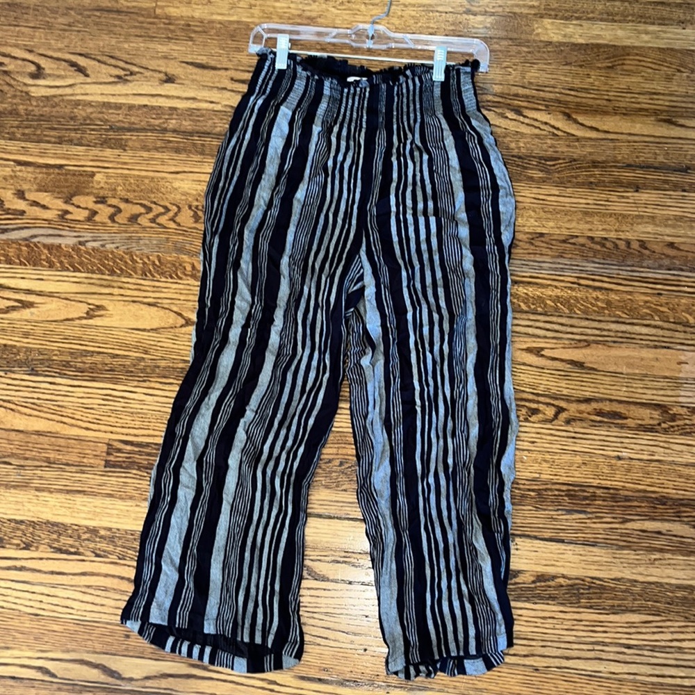 Topshop navy and white striped flowy pants